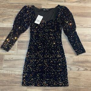 Zara Black Sequin Mini Dress